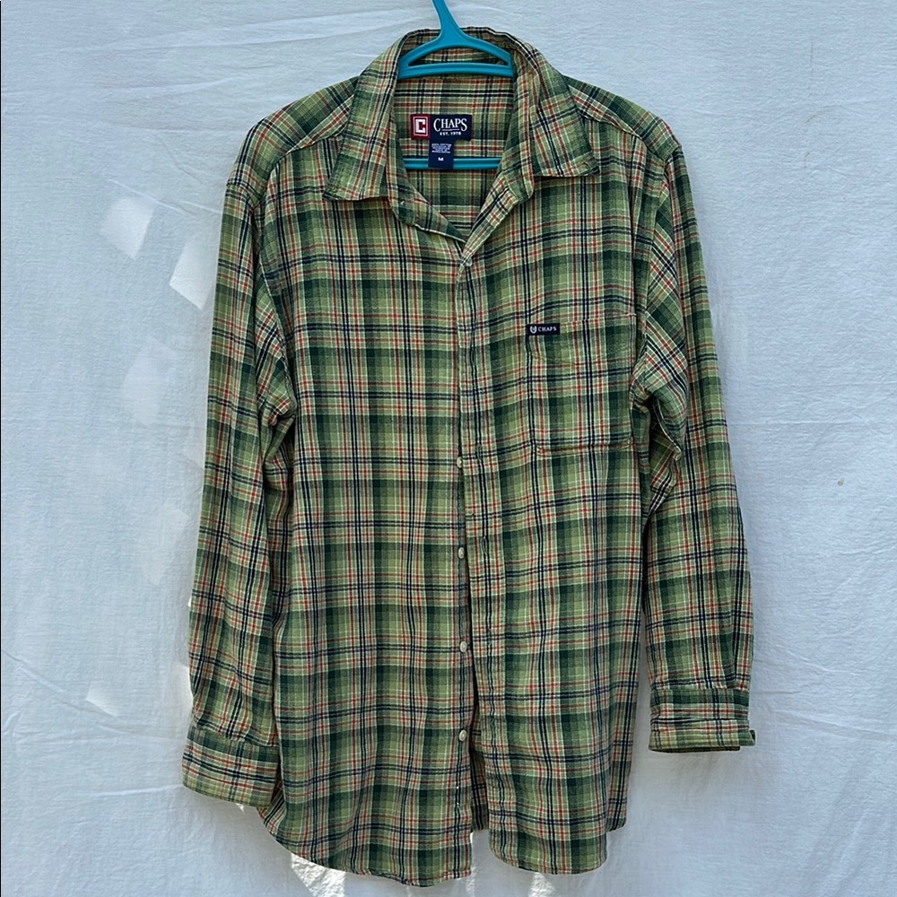 Chaps Green Casual Button Down Shirt
